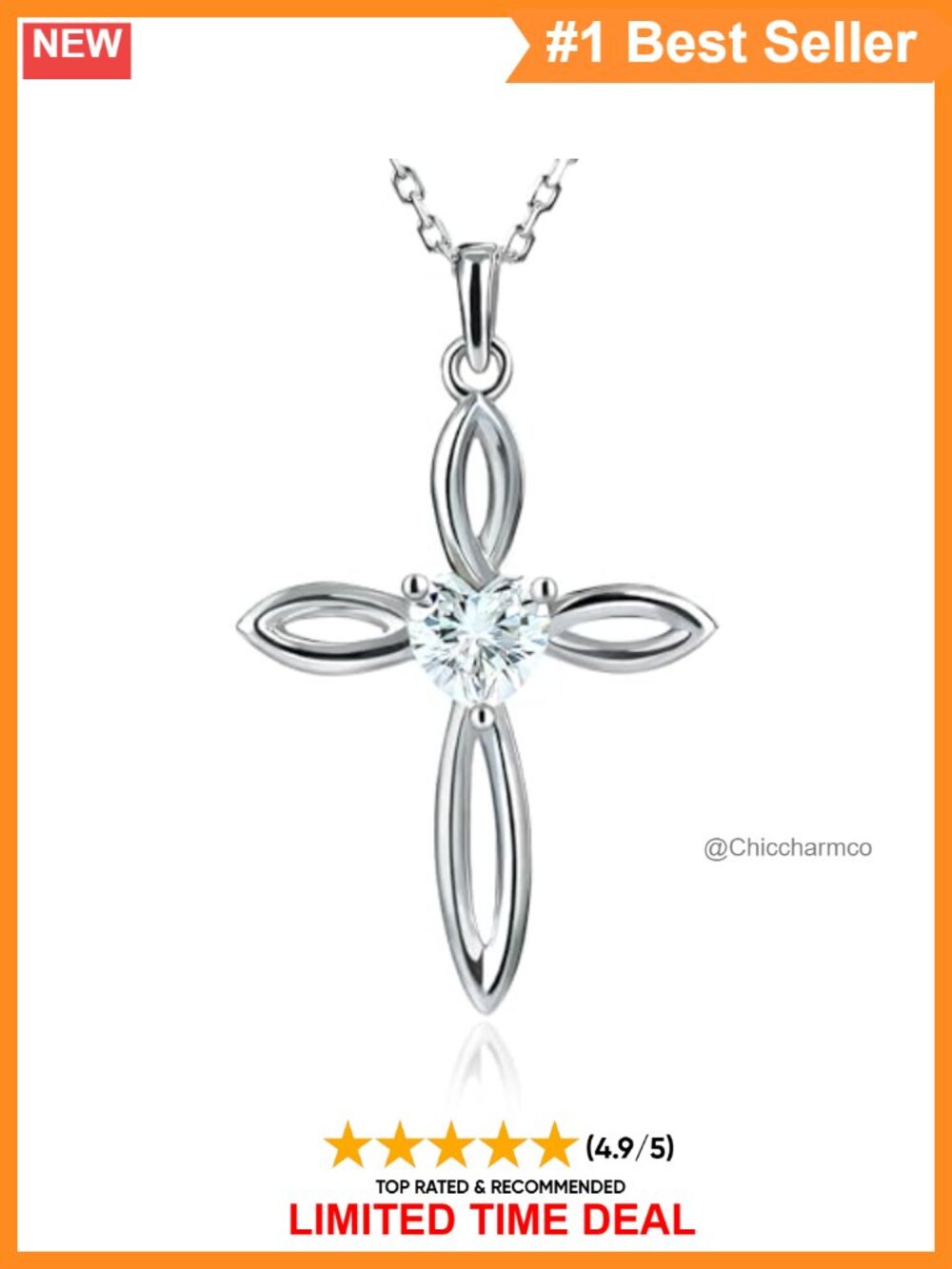 925 Sterling Silver Celtic Knot Cross Necklace Heart CZ Pendant Women